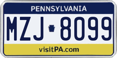 PA license plate MZJ8099