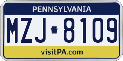 PA license plate MZJ8109