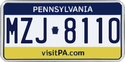 PA license plate MZJ8110
