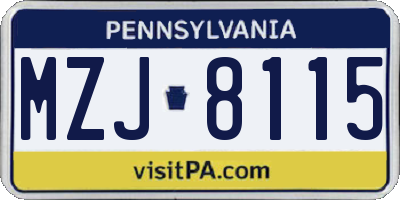 PA license plate MZJ8115