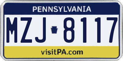 PA license plate MZJ8117