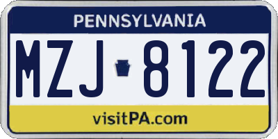 PA license plate MZJ8122