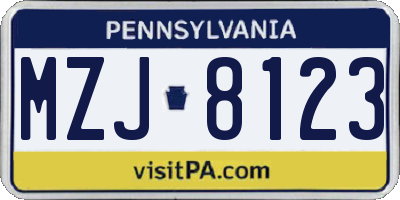 PA license plate MZJ8123