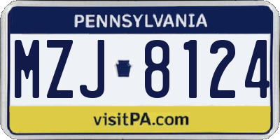 PA license plate MZJ8124