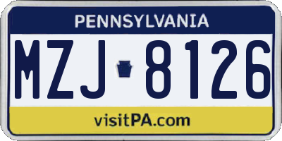 PA license plate MZJ8126