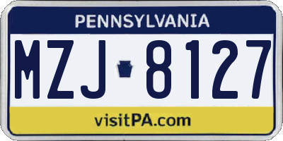 PA license plate MZJ8127