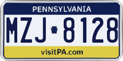 PA license plate MZJ8128