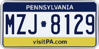 PA license plate MZJ8129