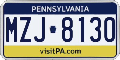 PA license plate MZJ8130