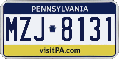 PA license plate MZJ8131