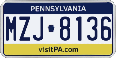 PA license plate MZJ8136