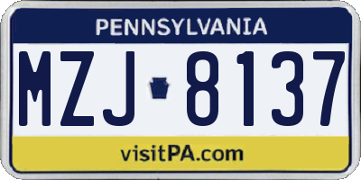 PA license plate MZJ8137