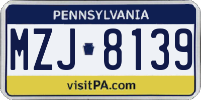 PA license plate MZJ8139