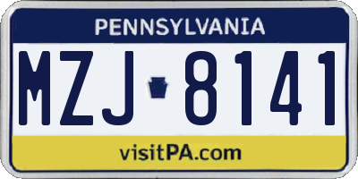 PA license plate MZJ8141