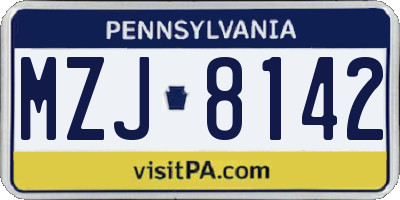 PA license plate MZJ8142