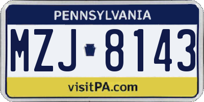 PA license plate MZJ8143