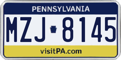 PA license plate MZJ8145
