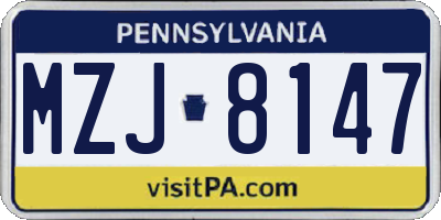 PA license plate MZJ8147