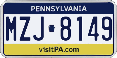 PA license plate MZJ8149