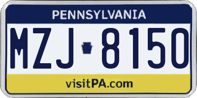 PA license plate MZJ8150