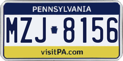 PA license plate MZJ8156