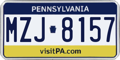 PA license plate MZJ8157