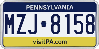 PA license plate MZJ8158
