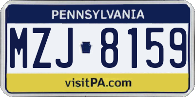 PA license plate MZJ8159