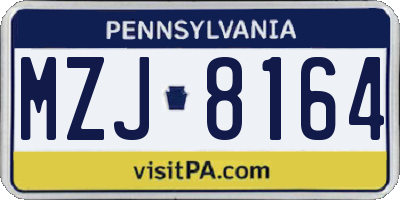 PA license plate MZJ8164