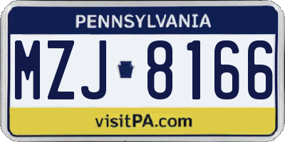 PA license plate MZJ8166