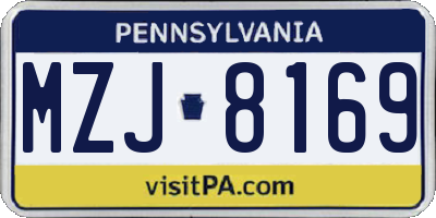 PA license plate MZJ8169
