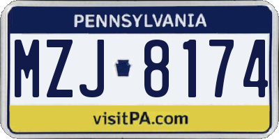 PA license plate MZJ8174