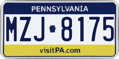 PA license plate MZJ8175