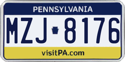 PA license plate MZJ8176