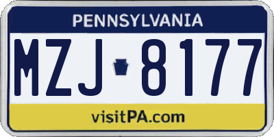 PA license plate MZJ8177