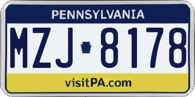 PA license plate MZJ8178
