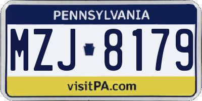 PA license plate MZJ8179