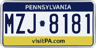 PA license plate MZJ8181