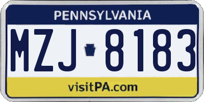 PA license plate MZJ8183