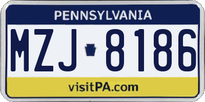 PA license plate MZJ8186