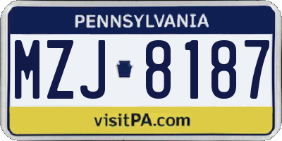 PA license plate MZJ8187