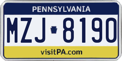 PA license plate MZJ8190