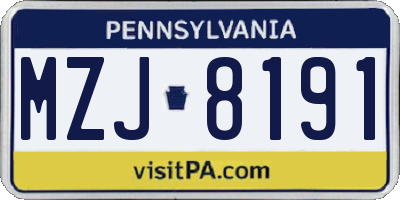 PA license plate MZJ8191