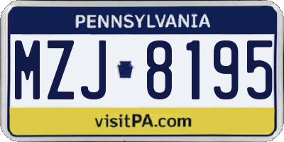 PA license plate MZJ8195
