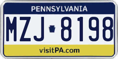 PA license plate MZJ8198