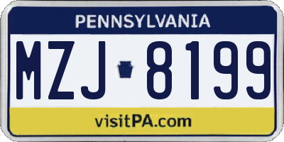 PA license plate MZJ8199