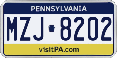 PA license plate MZJ8202