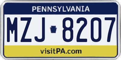 PA license plate MZJ8207