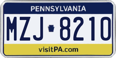 PA license plate MZJ8210