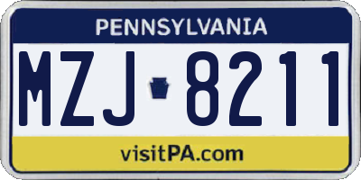 PA license plate MZJ8211